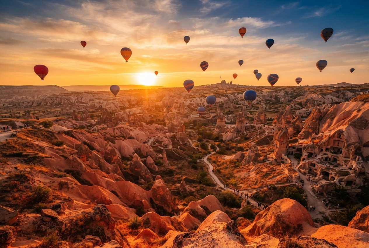 Vadinin üzerinde altın rengi gün batımı